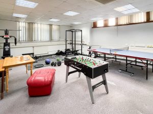 home gym with a pool table