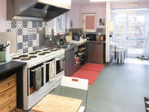 ovens and cabinets in a kitchen