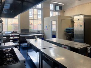 industrial school kitchen benches